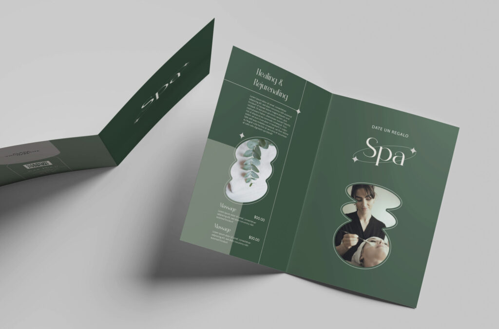 Folleto plegado diptico publicidad spa centro de belleza